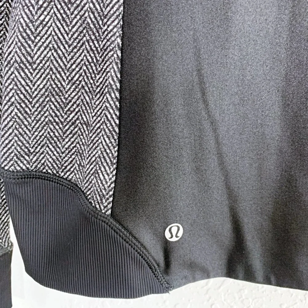 Lululemon Emerge Renewed Asymmetrical-Zip Moto Jacket in Black Herringbone - Picture 9 of 9